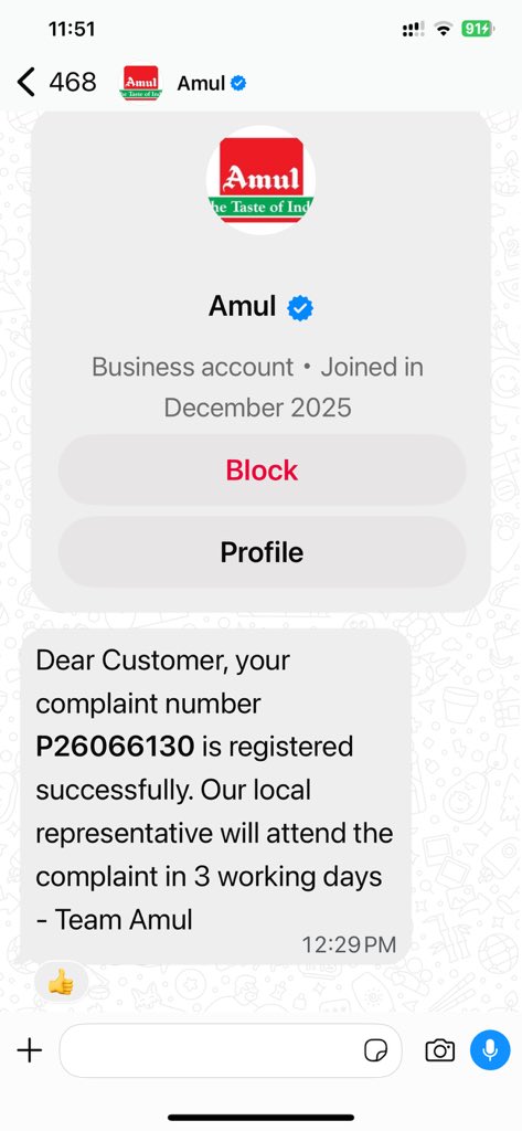 desertmist's tweet photo. @amulcares Been 6 days NO a response from Amul field team. Promises of revert in 3 days seems a sham. Not expected from a brand like @amulcares @amulcares  which is no cheating customers with false promises. https://t.co/D1X1auskHR