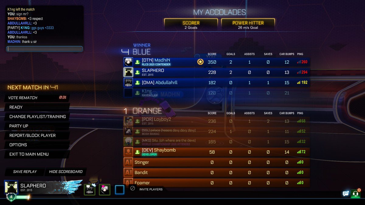 Slapher0's tweet photo. Yooo , with the goats @3bdullahrl 
@MadhinRL @k1ng
@RocketLeague  thank you https://t.co/1g9LQWtOhB