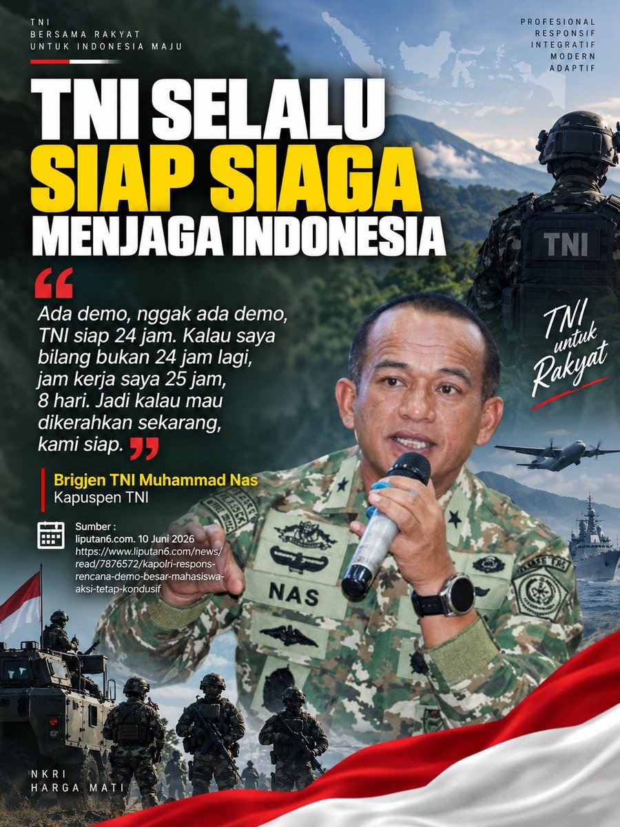 Lalaimyuter's tweet photo. TNI mengajak kita bersama bersatu dalam keberagaman, kuat dalam kebersamaan. Mari kita jaga Depok dan Jawa Barat tetap aman, damai, dan kondusif.

Indonesia Damai
#SeptemberPulih https://t.co/M8Oe5TTjXA