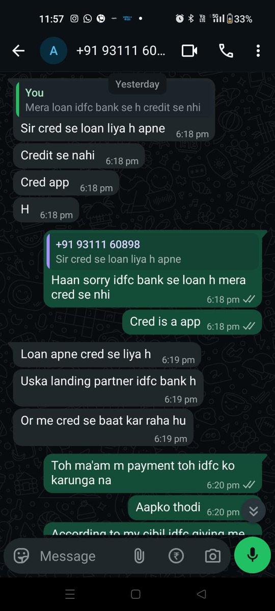 VoiceToResolve's tweet photo. @IDFCFIRSTBank @RBI  Recovery agents are repeatedly contacting and personally messaging me regarding my overdue account. Kindly stop the harassment and ensure communication only through proper channels. Please resolve this urgently. #IDFCFIRSTBank #CustomerService https://t.co/kF8bAH2Tae