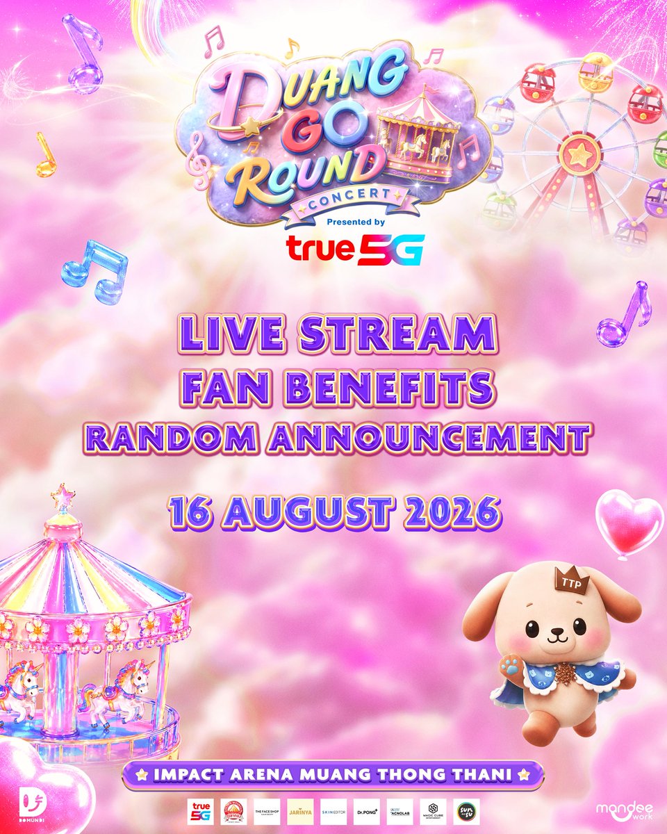 DomundiTV's tweet photo. 𝐃𝐔𝐀𝐍𝐆 𝐆𝐎 𝐑𝐎𝐔𝐍𝐃 𝐂𝐎𝐍𝐂𝐄𝐑𝐓 Presented by True5G 🎪✨

📣 LIVE STREAM FAN BENEFITS RANDOM ANNOUNCEMENT

ประกาศผู้โชคดีที่ได้รับ FAN BENEFITS สำหร���บผู้ที่รับชมผ่าน LIVE STREAMING

• Good Morning Clip
• Exclusive Clip (30 sec.)
• Good Night Clip
• Zoom Video Call (60 sec.)
• Blessing Clip
• Zoom Video Call (3 mins.)

DUANG GO ROUND DAY1
#DuangConcertDay1
DUANG GO ROUND DAY2
#DuangConcertDay2