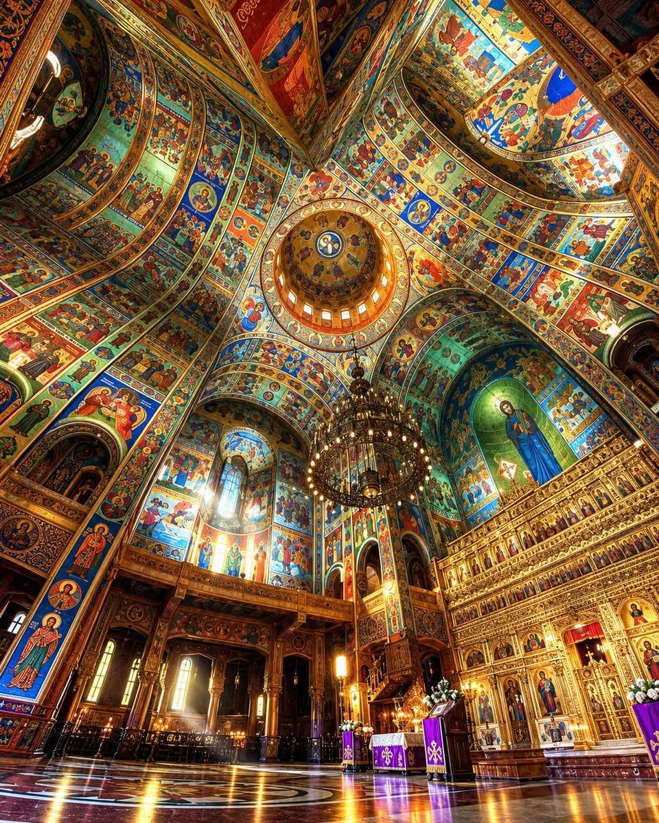 Angelina_Lina8's tweet photo. Inside an Orthodox church in Bucharest, every wall seems to tell a story — glowing icons, intricate frescoes, carved wood, and a sense of quiet devotion. 🇷🇴✨
Romania’s churches are as much about art and heritage as they are about faith.

#Bucharest #Romania #OrthodoxChurch https://t.co/aVRjs7OwLl