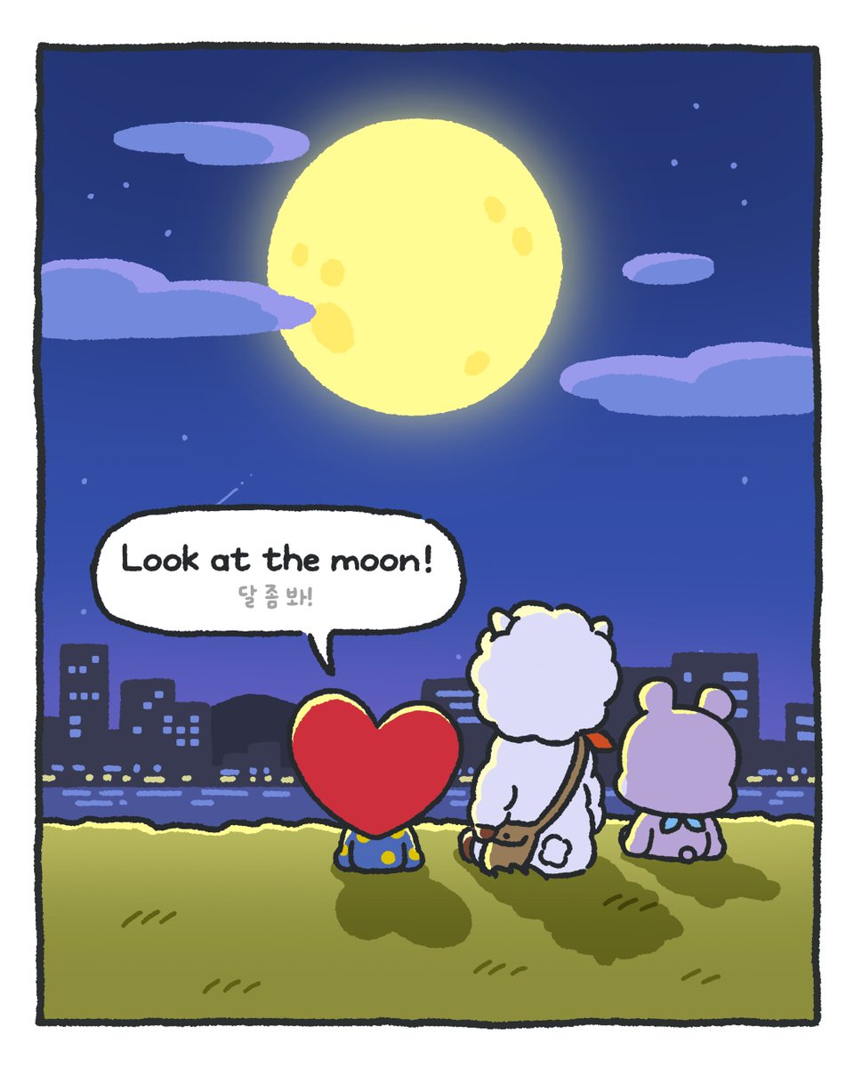 BT21_'s tweet photo. UNISTARS, what comes to mind first? 💭🌕

ユニスターズは何が一番先に思い浮かんだ？💭🌕

UNISTARS는 뭐가 제일 먼저 생각났어? 💭🌕

#BT21 #RJ #MANG #TATA #VAN #FullMoon https://t.co/a7KbMberEt