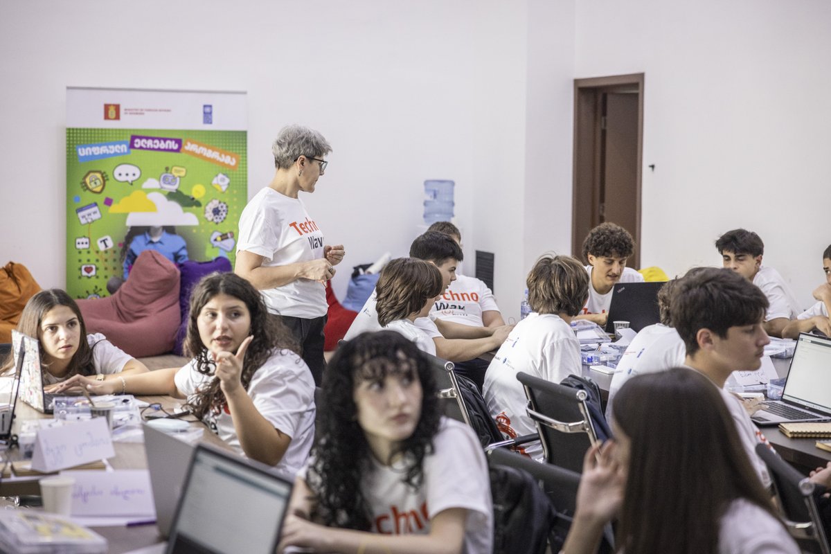 UNDPGeorgia's tweet photo. AI, digital safety &amp; environmental tech in action at Poti TechnoWave.

25 students built future-ready skills &amp; developed solutions to real-world challenges.

Organised by Idea Design Group &amp; @PotiSeaPort
🇺🇳🇩🇰Supported by UNDP &amp; @DanishMFA https://t.co/6xg1Qg32uX

#GreenTransition https://t.co/V8D73z5QqQ