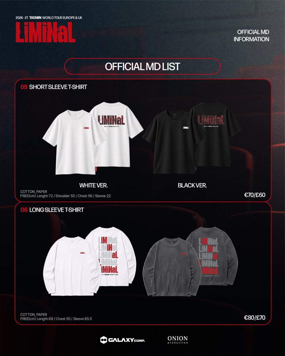 onionprdctn's tweet photo. TAEMIN's official merchandise is here! 
Pre-order starts: 28 Sep, 12 PM local time.
Official tickets & merch link ➡️ https://t.co/lqjg7Avbex

⚠️ All merch items to be collected on the show day at the venue ONLY. Do NOT purchase if you are not attending 2026–27 TAEMIN WORLD TOUR <LiMiNaL> Europe & UK.

🚨 IMPORTANT NOTICE:
1️⃣ No shopping bags provided.
2️⃣ Pre-order and collection at venues on show day only.
3️⃣ Extremely limited quantities. No merch items will be able onsite if all’s sold out at pre-order ahead prior to the shows. 

2026–27 TAEMIN WORLD TOUR <LiMiNaL> Europe & UK
📍 16 Nov ➫ Paris, France ➫ Adidas Arena
📍 18 Nov ➫ Berlin, Germany ➫ Uber Eats Music Hall
📍 20 Nov ➫ Frankfurt, Germany ➫ myticket Jahrhunderthalle Frankfurt
📍 22 Nov ➫ London, UK ➫ OVO Arena Wembley
📍 24 Nov ➫ Amsterdam, Netherlands ➫ AFAS Live
more to be announced...

The K-pop artists’ favorite artist, TAEMIN, returns to Europe with his second world tour, <LiMiNaL>.

South Korean superstar TAEMIN is one of the most respected and influential artists in K-pop. A celebrated solo artist and a member of the iconic group SHINee, he has spent nearly two decades redefining K-pop through his innovative performances and artistic vision, earning him the title “Idol’s Idol.”

Following milestone performances at Coachella and BST Hyde Park, TAEMIN brings his second world tour, <LiMiNaL>, to Europe. Derived from the Latin word limen, meaning “threshold” or “boundary” the tour reflects TAEMIN’s ongoing evolution as he pushes beyond the conventional limits of a K-pop artist to further define his singular artistic identity through his signature artistry and world-class performances.

@Taemin_Xoalsox_ #TAEMIN #태민 #TAEMIN_LiMiNaL
#OnionProduction @onionprdctn