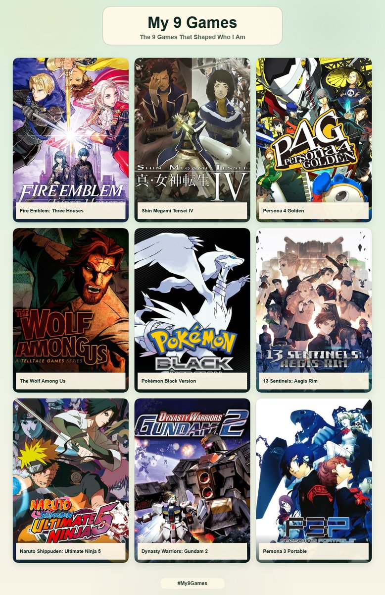 melonpanyaaa's tweet photo. 9 games that shaped me, bro deadass fire emblem three houses and persona 3 saved me from my depression i wouldn't be alive today if i dont play these 2 games https://t.co/sh6YhDvR3D