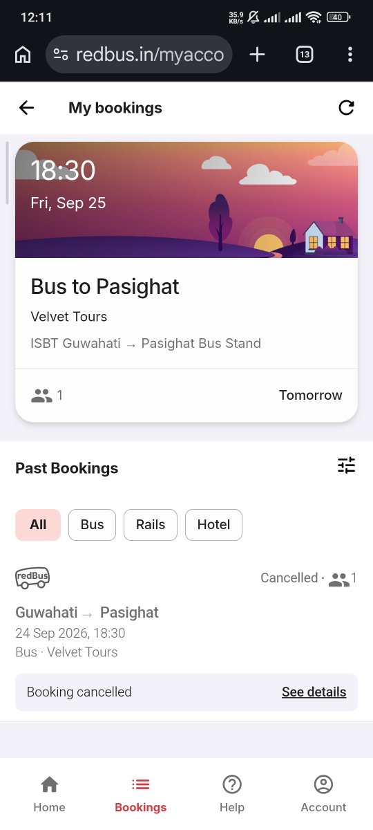 Your_bongguy's tweet photo. Anyone looking for an AC Sleeper ticket from Guwahati (GHY) to Pasighat on 25th Sept, 6:30 PM? 🚌

I’m unable to cancel the ticket, so I’m willing to give it at a discounted price.

DM me if interested. RTs appreciated! 🙏
#pasighat #arunachal #ghytoarunachal https://t.co/ZGKVUGsVFW