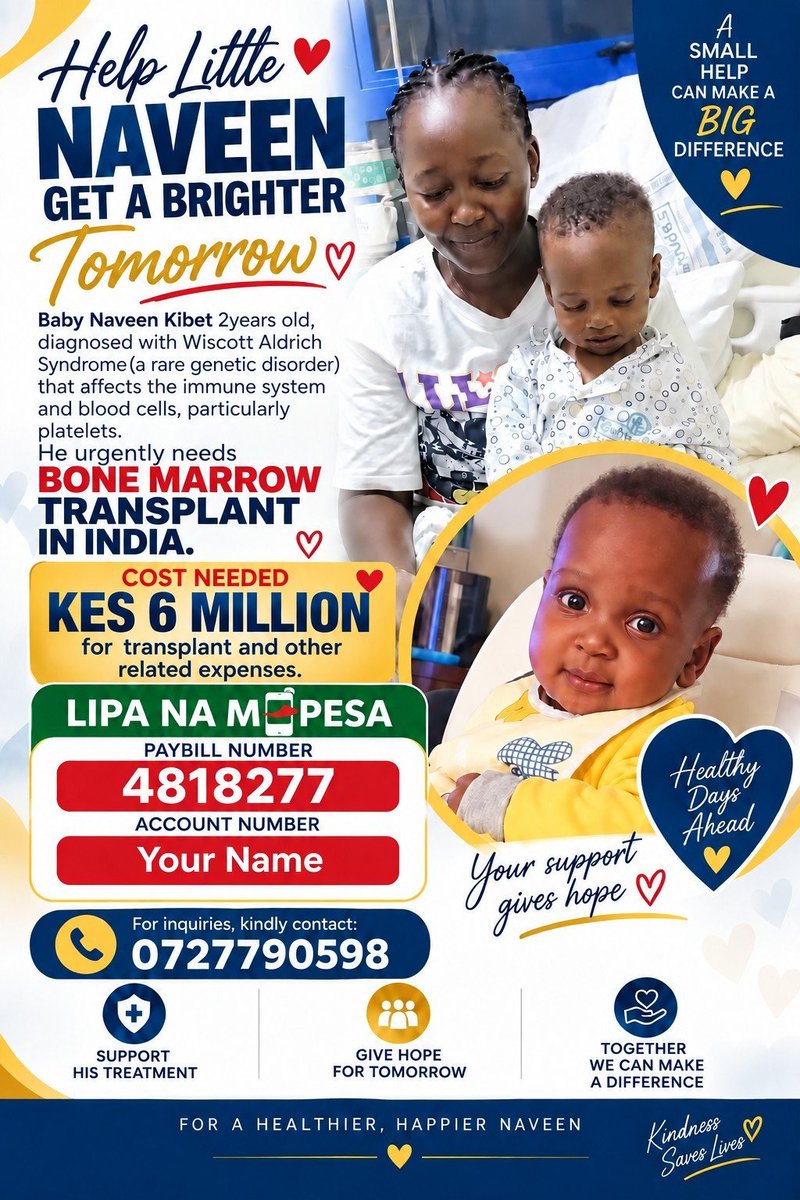 ArapTilingi's tweet photo. Medical appeal,let's support  with the small we have, @Vinkor_rop has been to hospitals trying to figure out and finally they found out what Baby Kibet is battling. Any small contribution is highly appreciated for him to undergo bone marrow transplant in India. https://t.co/PEpgNWFHiu