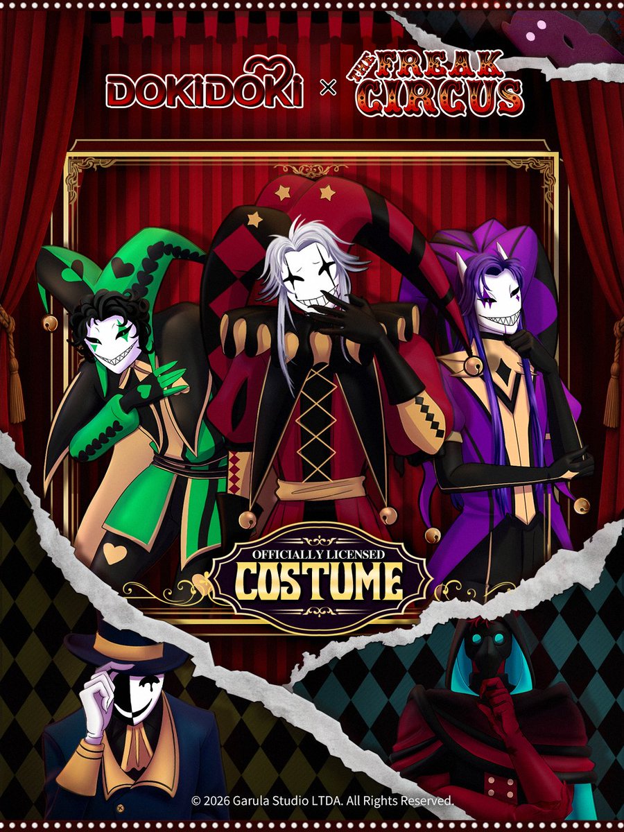 dokidokicostume's tweet photo. Witness the Officially Licensed The Freak Circus Cosplay Collection.🎪✨We'll reveal them one by one.

Search: The Freak Circus
🎟 Deposit holders receive a 10% off coupon once full payment launches. (A $10 coupon will apply for orders under $100.)

#thefreakcircus #game #cosplay https://t.co/Gd6JjzBnf0
