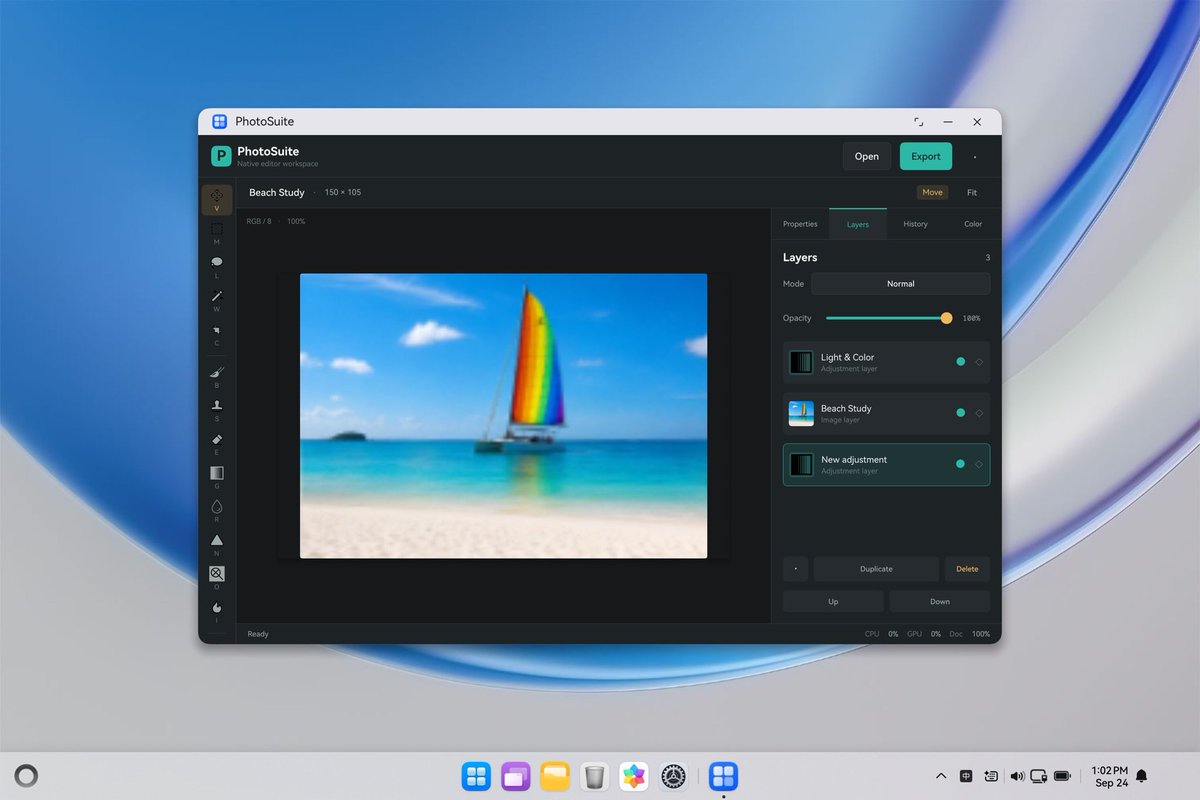 LivingInHarmony's tweet photo. Preview - Open Source PhotoSuite an open-source, offline-first desktop image editor designed to be a 1:1 faithful replica of Adobe Photoshop, ported natively to HarmonyOS PC system. App will be available for global early adopters on AppGallery!
#Huawei #PhotoSuite #HarmonyOS #PC https://t.co/y6kvgB2swK