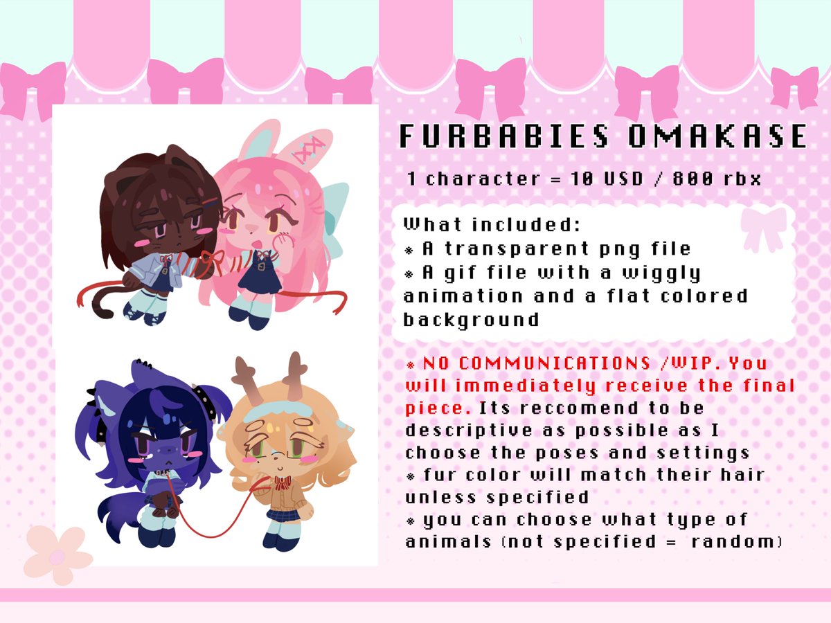 psychophily's tweet photo. [ COMMS ]

HIII!! I lost my stylus and has been going crazy! Currently, Im using a cheap store stylus to draw and its very uncomfortable to work on so please consider commissioning me if you like cute chibis start from 10 usd >_< (not accepting rbx this time)

#Vgencommissionㅤ https://t.co/nxsiqqlCGD