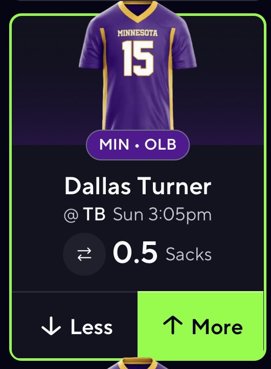 HunchoGambles's tweet photo. NFL PROP #4 🏈

Dallas Turner o0.5 sacks 

Weird to take a sack prop? Not really. Dallas Turner been absolutely killing it early on. This is where he ranks among pass rushers:

•20 pressures: 1st
•11 QB hits: 1st
•3 sacks: 2nd
•10 quick pressures: 1st

& guess what? He gets to face a Buccaneers offensive line that’s given up the 3rd MOST sacks (7). Very shocking the offensive line has been bad early on despite having a lot of talented players. Is it all their fault? No it’s on Baker as well nevertheless we can expect Dallas Turner to get one. We know Flores loves blitz so expect the heat to be brought 

NFL RECORD: (11-8) 🍯
EARLY NFL PROPS IN THE WINIBLE ⬇️

https://t.co/y8wIpwW2bq

#NFLBets #NFL #Gambling𝕏