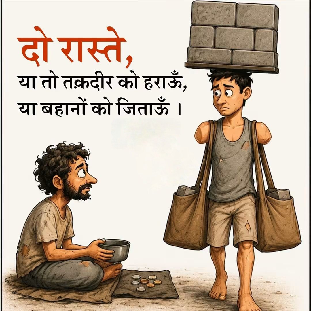 BeingMunendra's tweet photo. दो ��ास्ते, 
या तो तक़दीर को हराऊँ,
या बहानों को जिताऊँ। https://t.co/JVmUkWBrJI