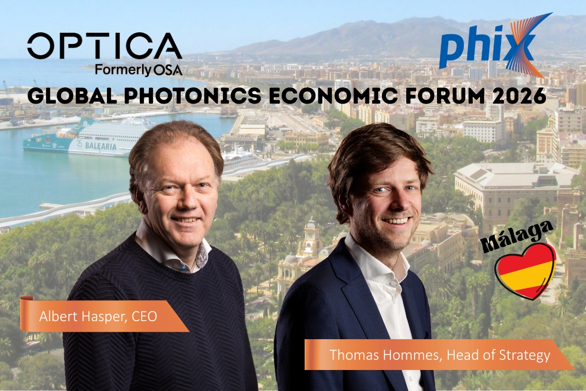 PHIX_Photonics's tweet photo. #ECOC26 may be over, but PHIX is still in Málaga. Today, CEO Albert Hasper and Head of Strategy Thomas Hommes are at Optica GPEF discussing the future of #photonics, with Albert joining a panel on integrated photonics as the next #semiconductor industry. https://t.co/sQLuRaJZXi