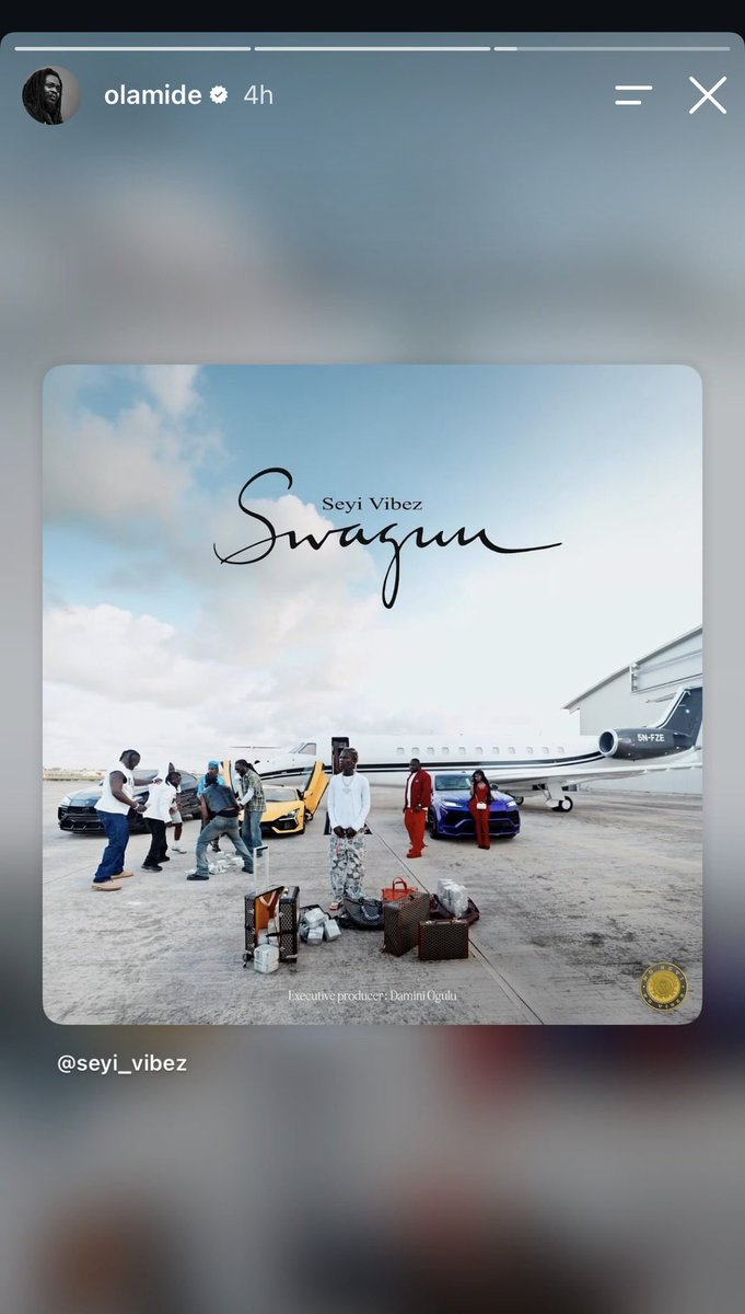 hypetribeng's tweet photo. 🚨Olamide shows support for Seyi Vibez’s “SWAGUU” via Instagram Story. ❤️ https://t.co/OUajEOZ0Zh