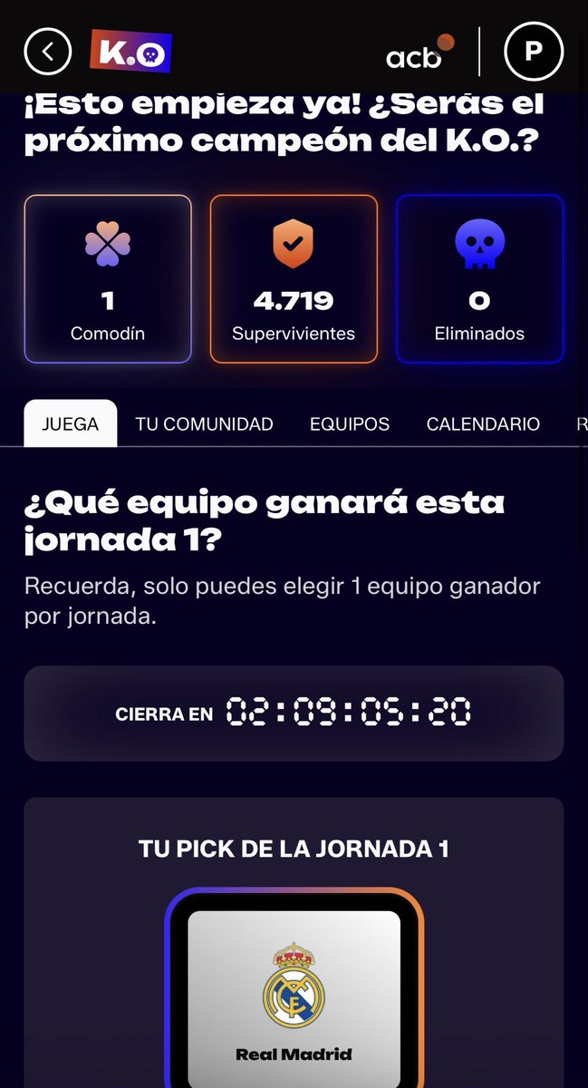PabloLolaso's tweet photo. Lo del KO este de @ACBCOM me parece una idea cojonuda. Si aciertas, sigues; si fallas, a casa. No se puede repetir equipo. 

Yo empiezo tirando por lo fácil. 

Aquí: https://t.co/ycG2C1vP7w https://t.co/dUhcBf3P2j