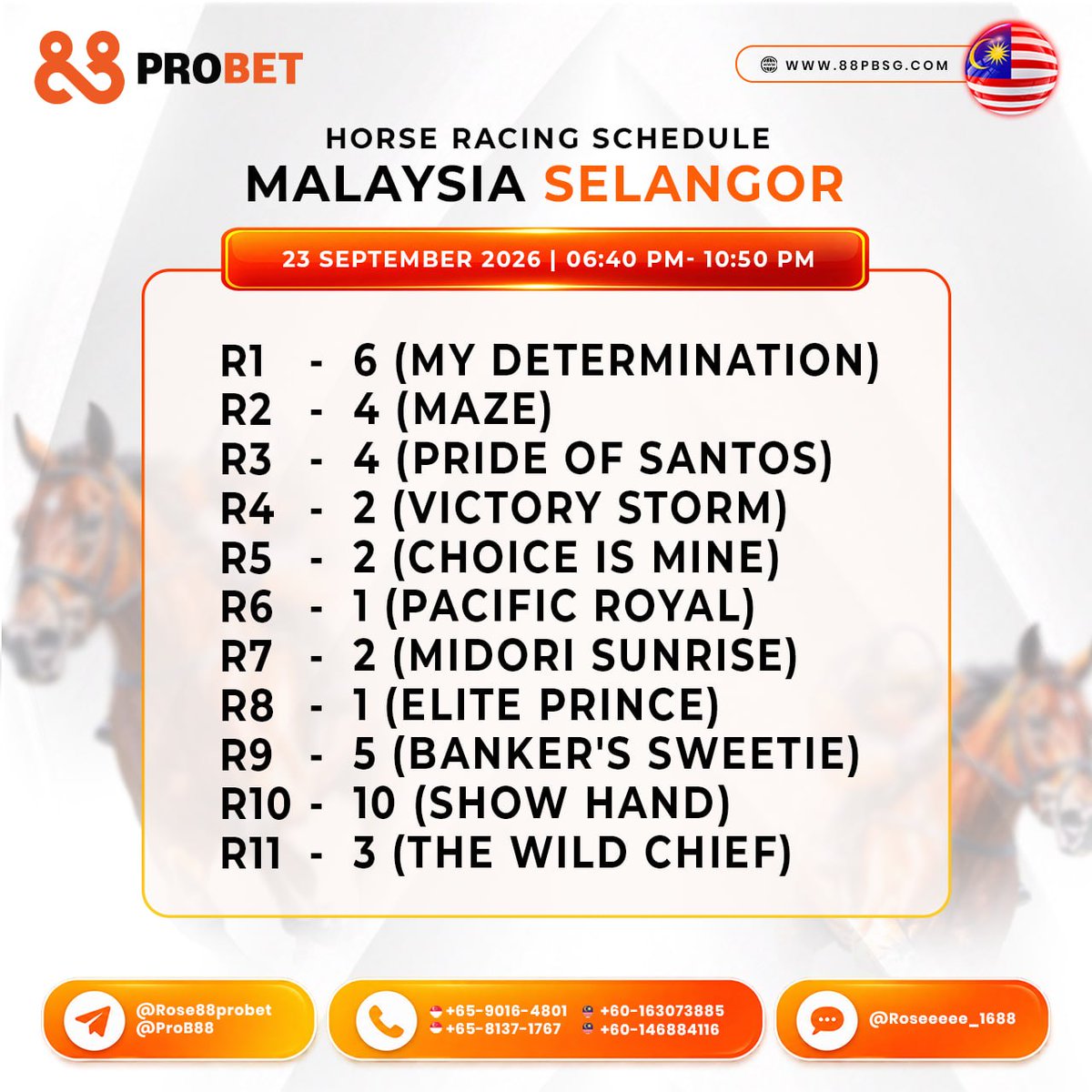 88pbupdates's tweet photo. HORSE RACING SCHEDULE & TIPS
26 September 2026 | Saturday
๐ฒ๐พ Malaysia Selangor
โถ๏ธ๐ฃ๐๐๐ฌ ๐ก๐ข๐ช! https://t.co/CzVW6W0NZz
#88prosports #88probett #ProB88 https://t.co/x95kYXTwy6