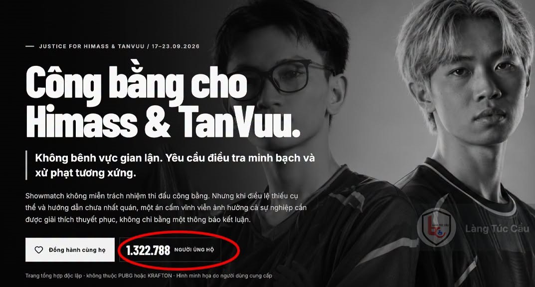 Better_Trade99's tweet photo. GẦN 1,5 TRIỆU CHỮ KÝ CHỈ SAU 5 GIỜ 
CỘNG ĐỒNG PUBG VIỆT NAM ĐANG PHẢN ỨNG DỮ DỘI!

Chiến dịch kêu gọi xem xét lại án phạt dành cho Himass và TanVuu đã tiến sát 1,5 triệu chữ ký chỉ trong 5 giờ.

Nếu con số này được xác nhận, tốc độ tăng trưởng thực sự khó tin: gần 300.000 chữ ký mỗi giờ, tương đương khoảng 5.000 chữ ký mỗi phút.

Từ làn sóng phản ứng, những tranh luận gay gắt cho đến chiến dịch chữ ký khổng lồ, cộng đồng PUBG Việt Nam rõ ràng đang rất bức xúc và không muốn câu chuyện bị chìm xuống.
