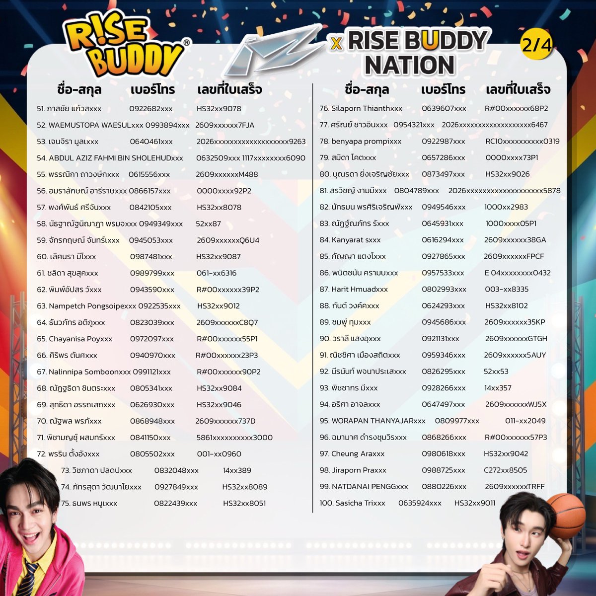 RiseBuddy_TH's tweet photo. ประกาศรายชื่อ 200 Lucky Fans ตัวตึงที่จะได้ไปฟินแบบตะโกนในงาน iZ x RISE BUDDY NATION  ในวันที่ 10 ตุลาคม 2569 เวลา 13.00-17.00 น. ณ UNION MALL ชั้น 5 ⚡️

📌 ขั้นตอนการลงทะเบียนยืนยันสิทธิ ทางทีมงานจะส่งลิงก์ลงทะเบียนผ่านอีเมลที่ท่านได้ระบุตามข้อมูลลุ้นรับสิทธิ และขอความร่วมมือผู้โชคดีทุกท่าน ทำการยืนยันสิทธิภายในวันที่ 26/09/2569 เวลา 23.59 น.

⚠️ หากไม่ทำการยืนยันสิทธิตามเวลาที่กำหนด ทางบริษัทจะถือว่าเป็นการสละสิทธิ และจะทำการประกาศรายชื่อสำรองที่มีการจับสลากไว้แล้วมาเป็นลำดับถัดไป
ในวันที่ 27/09/2569 เวลา 10.00 น.
  
ขอแสดงความยินดีกับ 200 คนเหนือดวงด้วยน้าา และขอขอบคุณทุก ๆ ความรักที่ซัพพอร์ต Rise buddy และ iZ เสมอมา เจอกันในงานเตรียมไปลุ้นสิทธิถ่ายภาพ และซีนบนเวทีกันต่อได้เลอออ! 💖

Announcing the official list of the top 200 Lucky Fans who will get to experience the ultimate excitement at the iZ x RISE BUDDY NATION event on October 10, 2026, from 1:00 PM – 5:00 PM at Union Mall, 5th Floor ⚡️
📌 Registration Confirmation Process:
Our team will send a registration link to the email address you provided in your entry submission. We kindly request all lucky fans to complete their registration confirmation by September 26, 2026, at 11:59 PM.
⚠️ If you do not confirm your registration within the specified time, it will be considered a forfeiture of rights. The company will then proceed to announce the waitlisted winners drawn in the next order on September 27, 2026, at 10:00 AM.
Congratulations to all 200 lucky winners! We extend our heartfelt gratitude to everyone for your continuous love and support for Rise Buddy and iZ. See you at the event, get ready for exclusive stage interactions and photo opportunities! 💖

#iZxRiseBuddyNation
#RiseBuddy #RiseBuddyเพื่อนซี้ทุกเวลา #RiseBuddyเพื่อนซี้iZ #iZ
