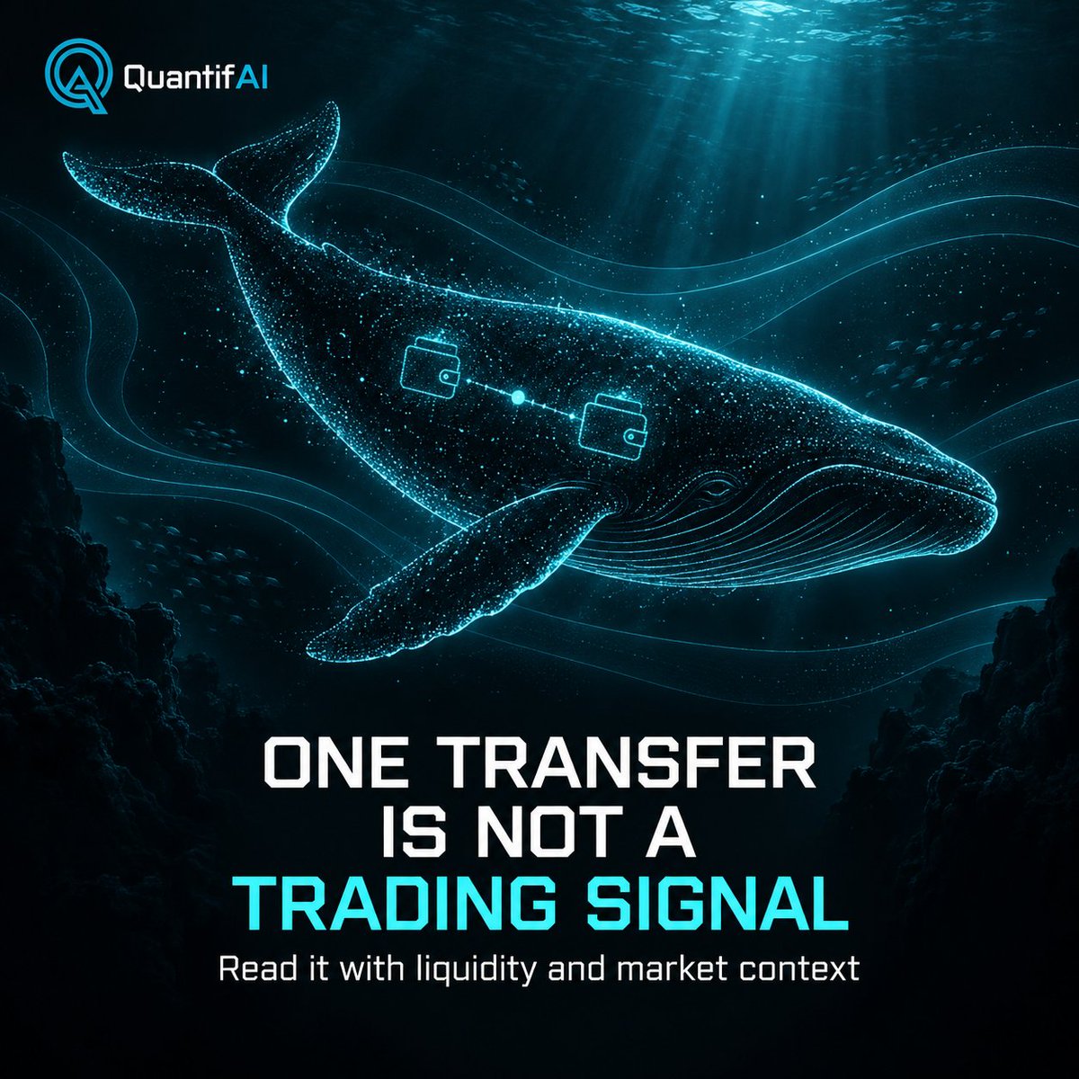QuantifAI_off's tweet photo. A whale wallet moves, and the timeline calls it a signal.

But one transfer can't tell you whether someone is buying, selling, or just moving funds. Onchain activity becomes more useful when you read it alongside liquidity and market context. 🐋 https://t.co/B3bwAnQDCr