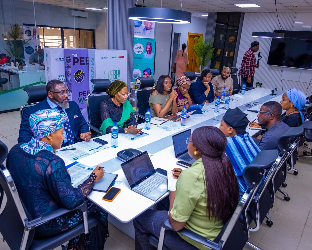 officialNESG's tweet photo. Strengthening Collaboration for a Better Business Environment 🇳🇬

The #NESG delegation, led by CEO Dr Tayo Aduloju, paid a courtesy visit to the Director-General of the Presidential Enabling Business Environment Council (PEBEC), Princess Zahrah Mustapha Audu, ahead of the 32nd Nigerian Economic Summit (#NES32).

The engagement explored opportunities for PEBEC to contribute to NES#32 conversations on improving Nigeria’s business environment, strengthening policy implementation, and sustaining economic reforms. Discussions also highlighted the importance of tracking state-level performance, creating platforms for candid conversations on reform progress and impact, and sustaining an annual national dialogue on Nigeria Vision 2050.

The meeting reaffirmed the value of continued collaboration among government, the private sector, media, and other stakeholders in advancing Nigeria’s long-term development agenda.

The NESG delegation included Dr Nonny Ugboma, Executive Director, Policy & Programmes and Chief Summit Officer, Ms Seun Ojo, Head, Public Affairs and Public Policy, and Ms Khadija Akewushola, Subnational legislative reforms lead, Ernest Shonekan Centre.
