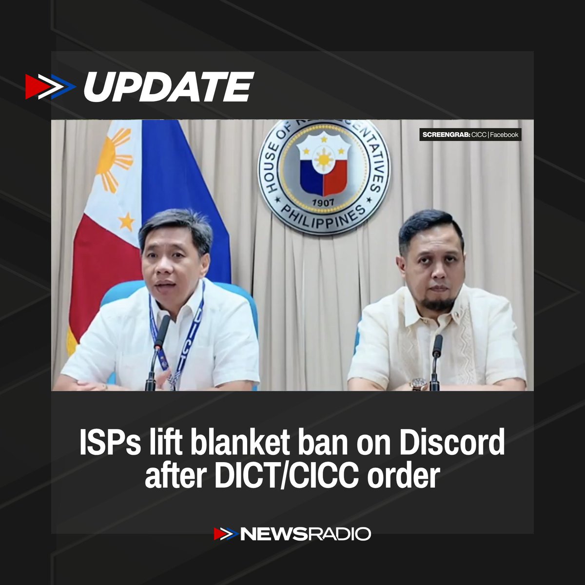 NewsRadioPH's tweet photo. UPDATE: Major Philippine ISPs have restored access to Discord within an hour of the ban being lifted by the DICT.

As of 3:00 PM however, some users may experience fluctuating connection to Discord. https://t.co/VYFFRJkiwO