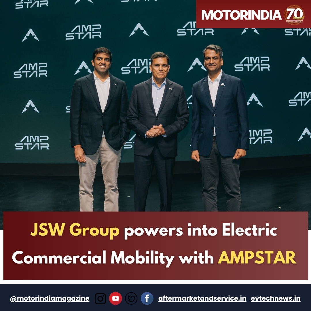 motorindiatweet's tweet photo. JSW Greentech Limited, the JSW Group’s commercial EV company, launched AMPSTAR to design, manufacture and sell electric buses and trucks in India, marking the group’s entry into commercial mobility.

𝐑𝐞𝐚𝐝 𝐌𝐨𝐫𝐞:  https://t.co/bAKvJoiZ0Q 

#JSWGroup #AMPSTAR https://t.co/GfTSuzeR0p