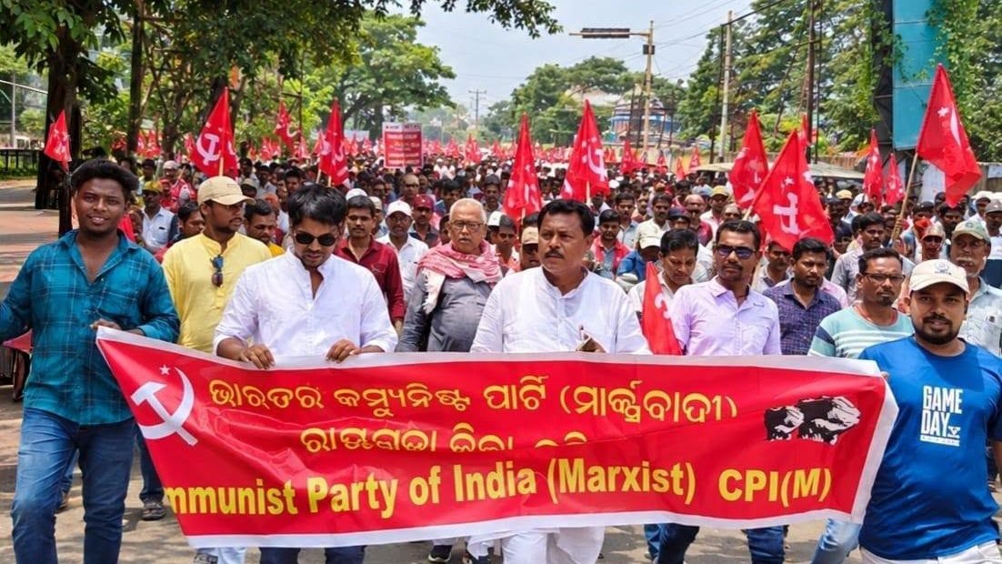 cpimspeak's tweet photo. A massive public meeting was held in Rayagada, Odisha, by the INDIA bloc demanding the repeal of the MMDR Amendment Act, 2026, and protection of Odisha’s rights over its mineral resources. The rally was part of the wider campaign by opposition parties against the legislation, which undermines the rights of the mineral-rich state and threatens the interests of local and tribal communities.

Senior CPI(M) leader Ali Kishore Patnaik and Bonai MLA Laxman Munda, along with other INDIA bloc leaders, addressed the gathering and called for an organised resistance to protect Odisha’s natural resources and the interests of its people. nThe INDIA bloc has demanded the immediate repeal of the MMDR Amendment Act, 2026, and announced that the struggle will be intensified across the state. A major Assembly gherao in Bhubaneswar on September 29 has also been announced as part of the campaign.