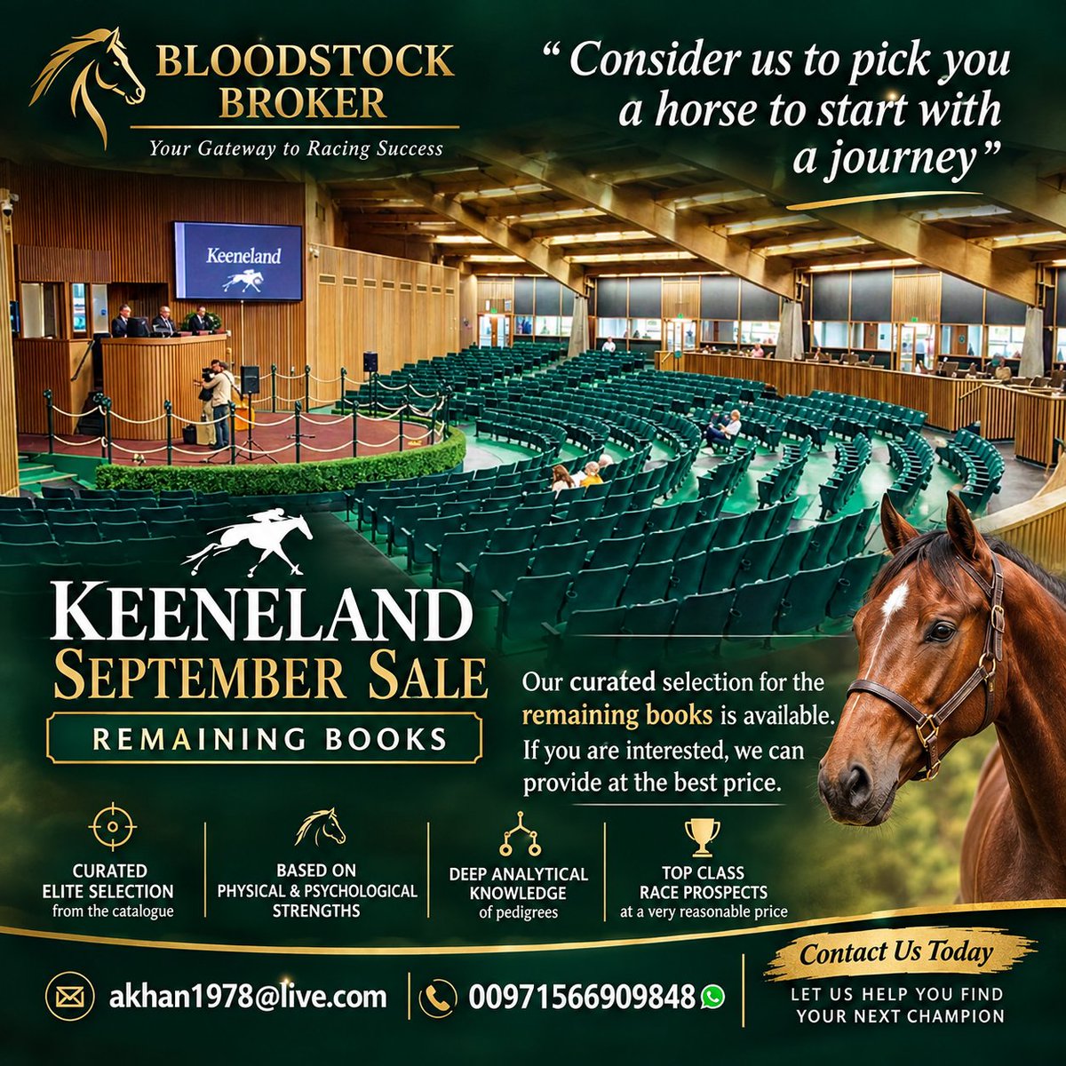 AFZALKH99411885's tweet photo. #ThoroughbredBloodstock
#BloodstockAgent
#ThoroughbredHorse
#RacehorseSelection
#RacehorseOwners
#Elite
#investment #horseracing #racehorse #Keeneland #YearlingSales #luxurygoods #equineinvestment #futurechampion https://t.co/us7kM4Lf1t