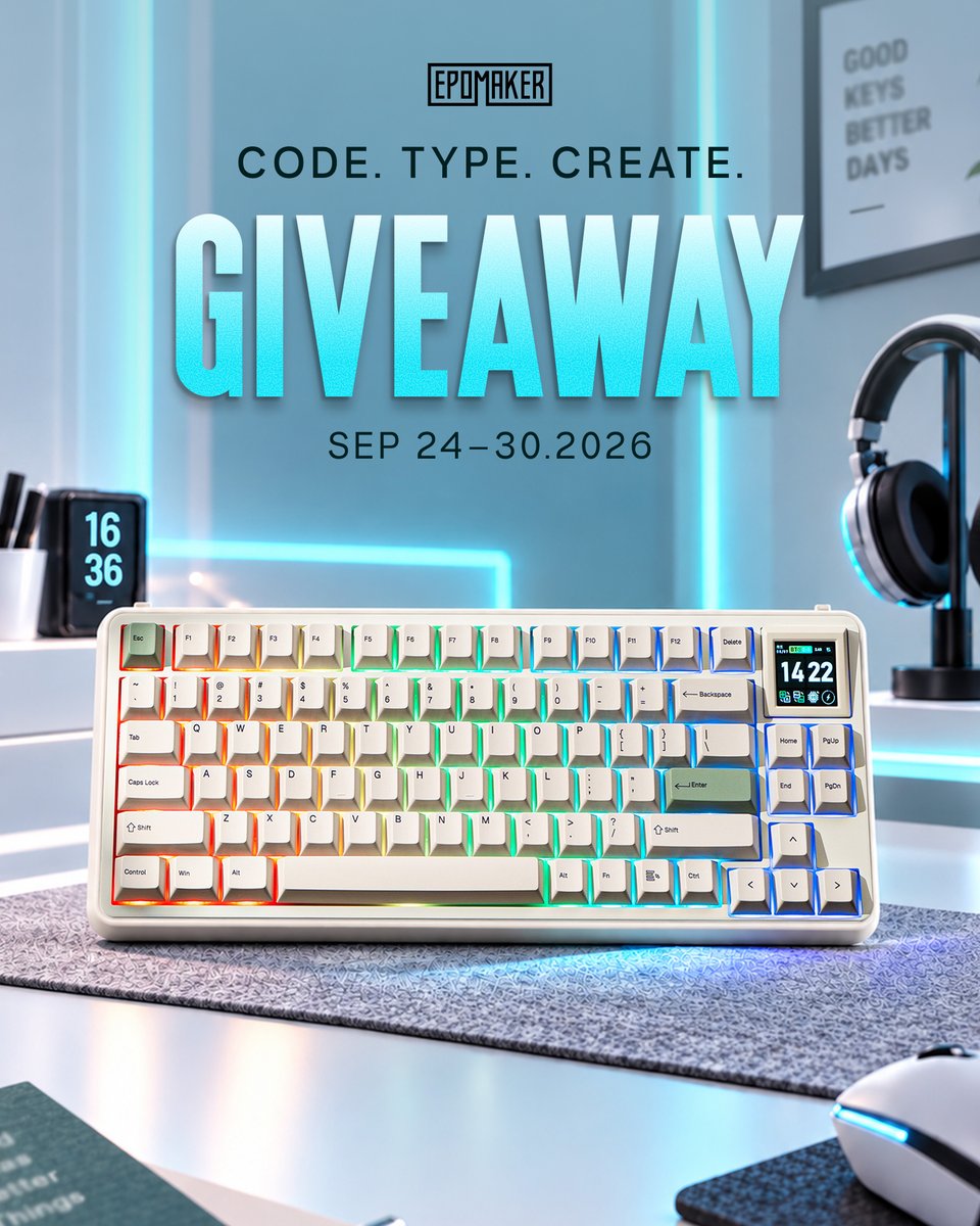 EpomakerK's tweet photo. ⌨��� CODE. TYPE. CREATE. 
Every idea starts with a keystroke.

1️⃣ Follow @EPOMAKERK
2️⃣ Like this post
3️⃣ Reply with your combo
Example: 75% + ANSI + Coding

BONUS: Repost for an extra entry.
What’s your combo? 👀

 Win: EPOMAKER RT75
 Ends Sep. 30

#epomaker #NationalCodingWeek https://t.co/dA3jqH9aLk