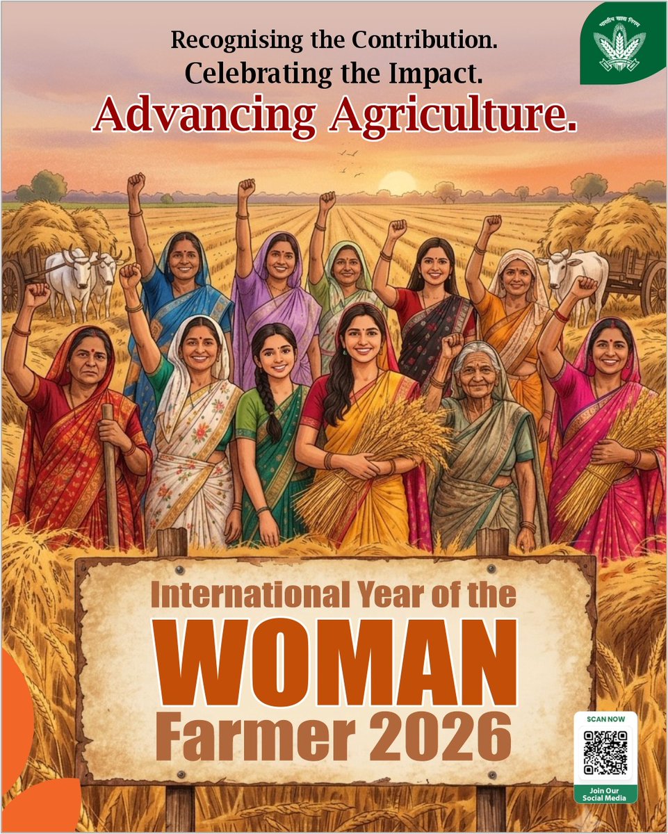 FCI_India's tweet photo. In 2026, the United Nations is highlighting the invaluable role of women farmers worldwide, recognising their contribution to agriculture, rural communities and resilient food systems. 🌾👩‍🌾
From nurturing crops to supporting livelihoods, women continue to be an integral part of the agricultural journey. This year is an opportunity to recognise their contributions, amplify their voices and celebrate their role in shaping the future of agriculture. 🌱

@mygovindia @fooddeptgoi @PIB_India @JoshiPralhad @Nimu_Bambhaniya @blvermaup 
#InternationalYearOfTheWomanFarmer2026 #WomenFarmers #WomenInAgriculture #UN #Agriculture #FoodSecurity #FCI