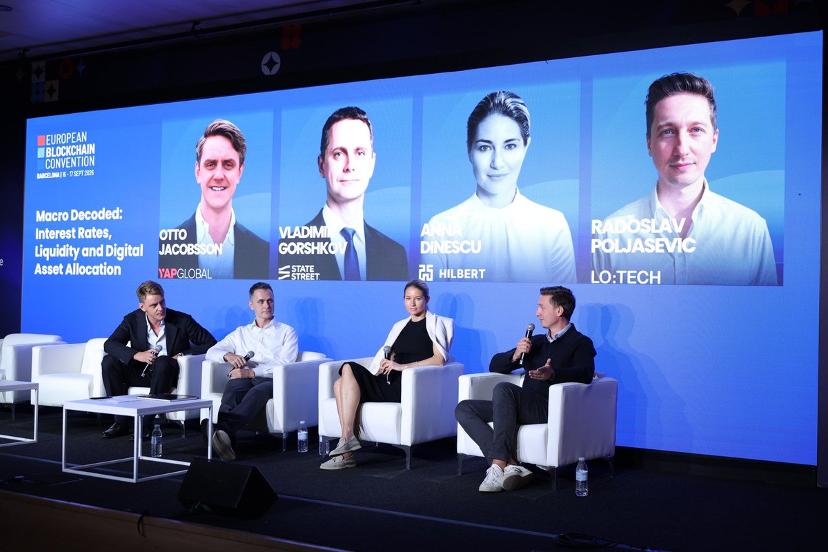 HilbertCapital's tweet photo. "Institutions aren't rushing in yet, but look at the growth of Hyperliquid and you'll see they're coming to the table soon."

Managing Partner Anna Dinescu at @EBlockchainCon, Barcelona, 17 Sept. See you at the next one.

@OttoJacobsson @StateStreet @lo_tech $HILB https://t.co/Th400wynm0
