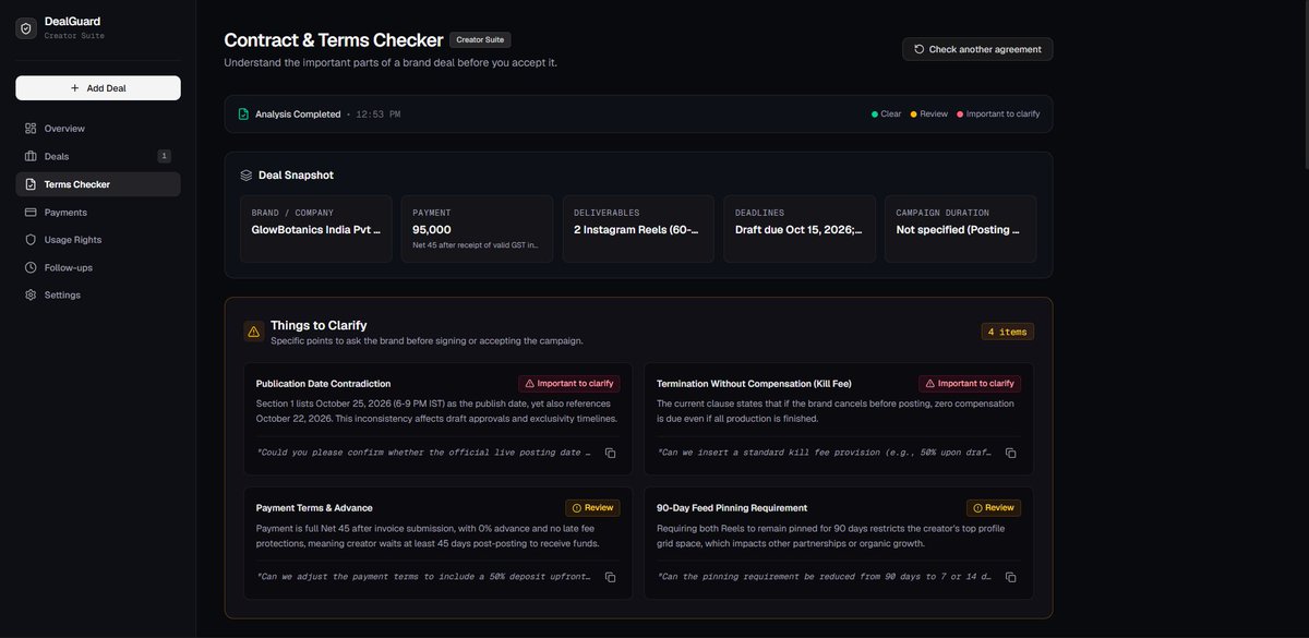 iflixeditor's tweet photo. New feature added to tool—"Contract/Term checker"
Now no creator will ever face hidden terms scam
go and check https://t.co/Mae7k5KLUs