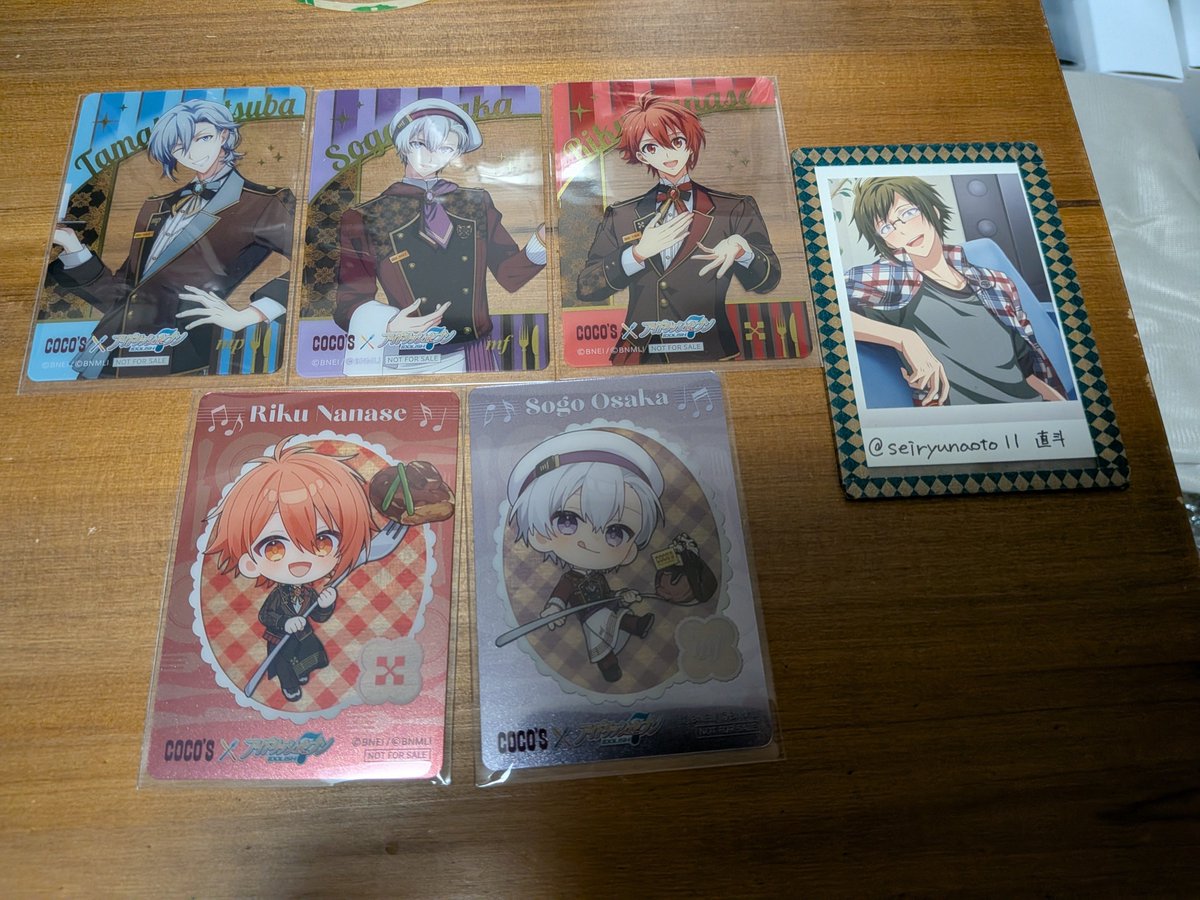 seiryunaoto11's tweet photo. 【交換】
アイドリッシュセブン アイナナ
ココス COCO'S
特典クリアカード 

譲→第一弾　環　壮五　陸
　　第二弾　壮五　陸

求→第三弾　大和　アイナナ集合

札幌手渡し、郵送希望です
まとめての方優先で探しております
よろしくお願いします！ https://t.co/2Pg9zKtUXZ