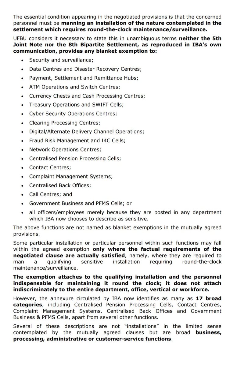 UFBUIndia's tweet photo. We strongly opposes IBA's unilateral enlargement of strike exemptions, violating the Bipartite Settlement. IBA must withdraw its 23.09.2026 letter or face industrial action!  
​"What is settled bilaterally cannot be enlarged unilaterally".
 #BankStrike 
@ChairmanIba @DFS_India https://t.co/6lpebb11f5