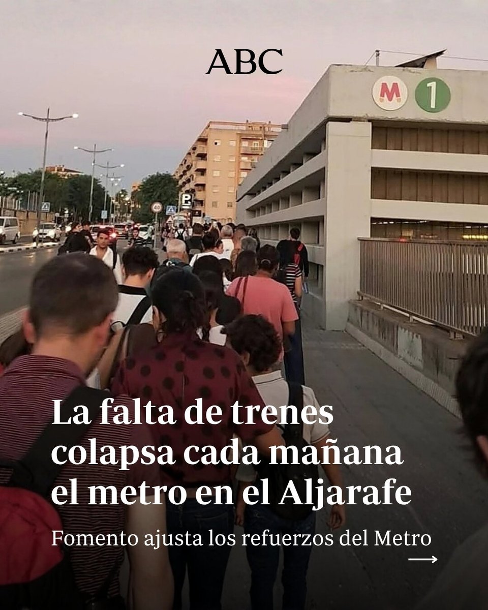 abcdesevilla's tweet photo. 🚇 La falta de trenes colapsa cada mañana el metro en el Aljarafe

La Junta recuerda que el acuerdo con la concesionaria para aumentar la flota con cinco nuevos trenes «se está desarrollando»

✍🏻 Cristina Rubio

📍https://t.co/CB5T1CZ22U https://t.co/SmzMkpA1BE