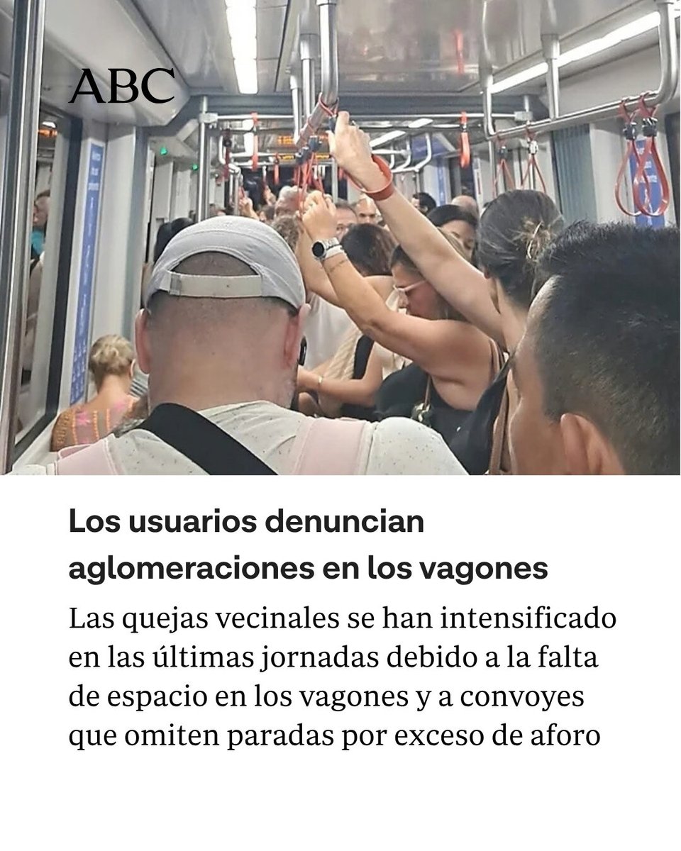 abcdesevilla's tweet photo. 🚇 La falta de trenes colapsa cada mañana el metro en el Aljarafe

La Junta recuerda que el acuerdo con la concesionaria para aumentar la flota con cinco nuevos trenes «se está desarrollando»

✍🏻 Cristina Rubio

📍https://t.co/CB5T1CZ22U https://t.co/SmzMkpA1BE
