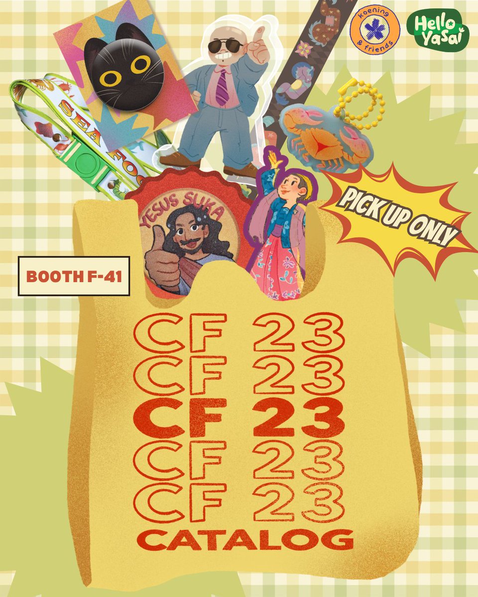 sesayuran's tweet photo. [❤️&amp;🔁 Appreciated!!]
helloyasai #CF23 pick up &amp; OTS catalogue

📅 PO: 24 September - 3 Oktober 2026
📦 Pick Up day 1 &amp; 2, OTS
✨️ Pitbull, Jesus Sunbaenim, Seafood Lamongan, Kuda Lumping

🔗 PO link: https://t.co/r8KJqAkv6Z

#comifuro23 #CF23PO https://t.co/tAKdk38y5F