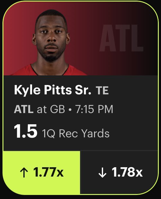 HunchoGambles's tweet photo. TNF LOCK 🔒

Kyle Pitts o1.5 1Q receiving yards

This is my only prop for TNF. This game could go one of many ways but there’s one thing I do know as a Falcon fan. They’re gonna get Pitts involved early. It’s an easy way to get both Penix & Pitts confidence going early. Simple high school play action pitch and catch roll out type shit. Falcons OC came out and said this about Kyle Pitts “We gotta get it going. That's my job.” Buy low line for a tight end that’s been invisible the first two weeks, not his fault with terrorist Cooper Rush at quarterback. 

NFL RECORD: (11-8) 🍯
EARLY NFL PROPS IN THE WINIBLE ⬇️

https://t.co/y8wIpwW2bq

#TNF #NFL #Gambling𝕏