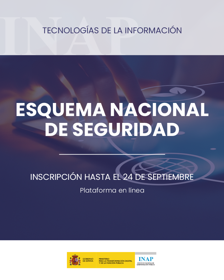 INAP_ES's tweet photo. 📢Tienes hasta el 24 de septiembre para inscribirte en las acciones formativas «A tu Ritmo» sobre seguridad TIC:
📚Esquema Nacional de Seguridad (ENS)
💻Seguridad en Windows
🎓Certificado de 15h tras superar la prueba práctica
🔗 +info👉 https://t.co/Wimk6V5u3p
#INAP #Formación https://t.co/FtuwkVrQP6