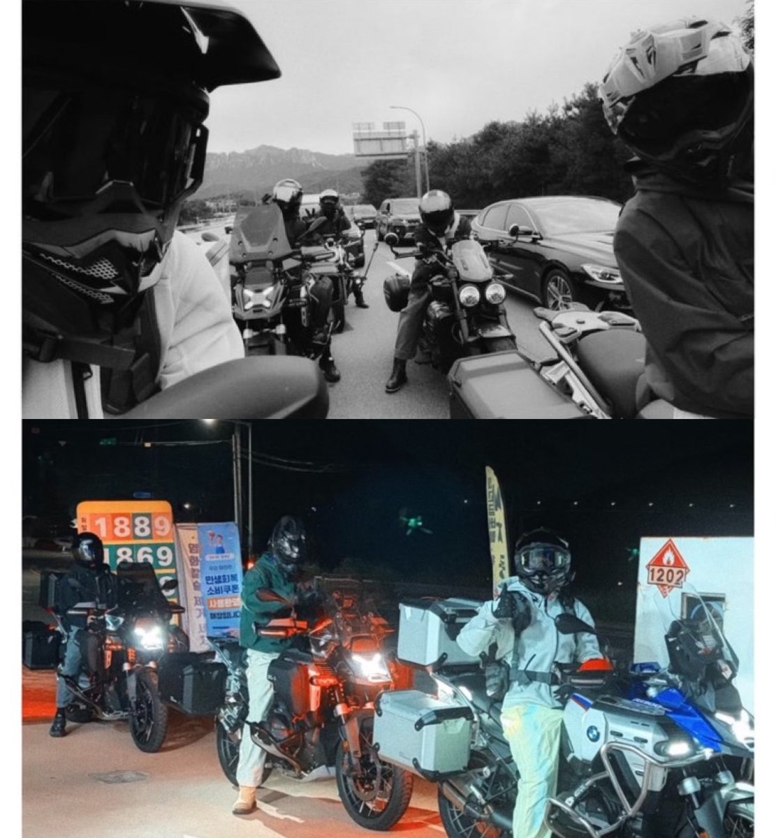 JUNG9795_'s tweet photo. gak nyangka udah di tahap jungkook dgn geng motornya 😆🏍️ 

— foto motor parkir berjejer di pinggir jalan
— sunmori, trus pas stop foto pemandangan sunset
— nigh ride, riding pagi2
— foto di jalan pas lampu merah
— foto helm

jungkook touring kya org2 pada umumnya jg lucu bgt 😭 https://t.co/cT6wWdOuSU