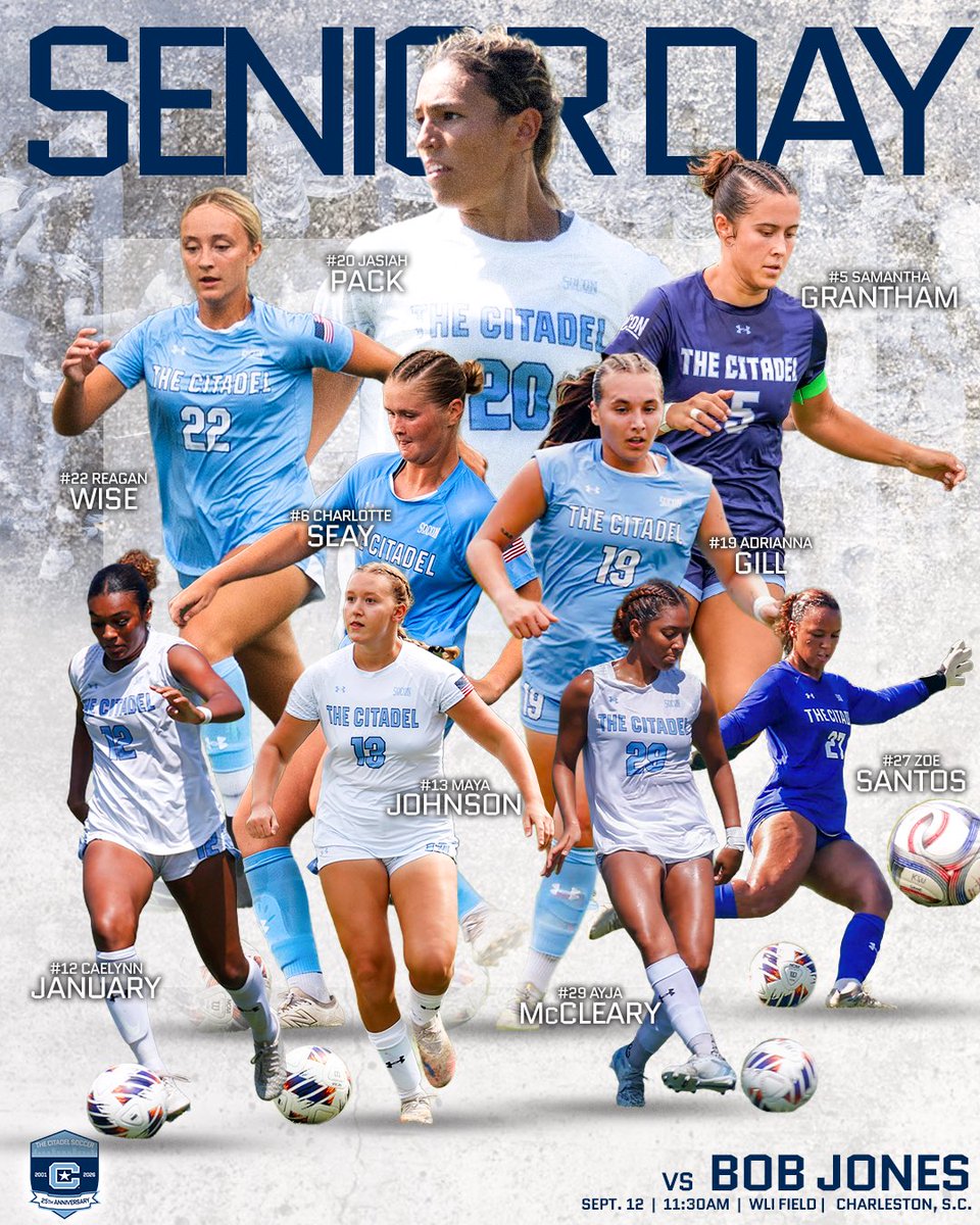 CitadelWSoccer's tweet photo. 𝐒𝐞𝐧𝐢𝐨𝐫 𝐃𝐚𝐲 𝐚𝐭 𝐖𝐋𝐈 💐⚽️

𝐂𝐞𝐥𝐞𝐛𝐫𝐚𝐭𝐢𝐧𝐠 𝐚 𝐬𝐩𝐞𝐜𝐢𝐚𝐥 𝐠𝐫𝐨𝐮𝐩 𝐭𝐨𝐝𝐚𝐲 💙

𝐌𝐚𝐭𝐜𝐡 𝐃𝐚𝐲 𝐂𝐞𝐧𝐭𝐫𝐚𝐥 ⤵️

🆚: Bob Jones
⏰: 11:30 AM ET
🏟️: WLI Field
📍: Charleston, S.C.
📺: ESPN+ | https://t.co/w876adPSQW
📊: https://t.co/M7Kv4MBKO1

#𝙈𝙖𝙧𝙘𝙝𝙞����𝙜𝙁𝙤𝙧𝙬𝙖𝙧𝙙