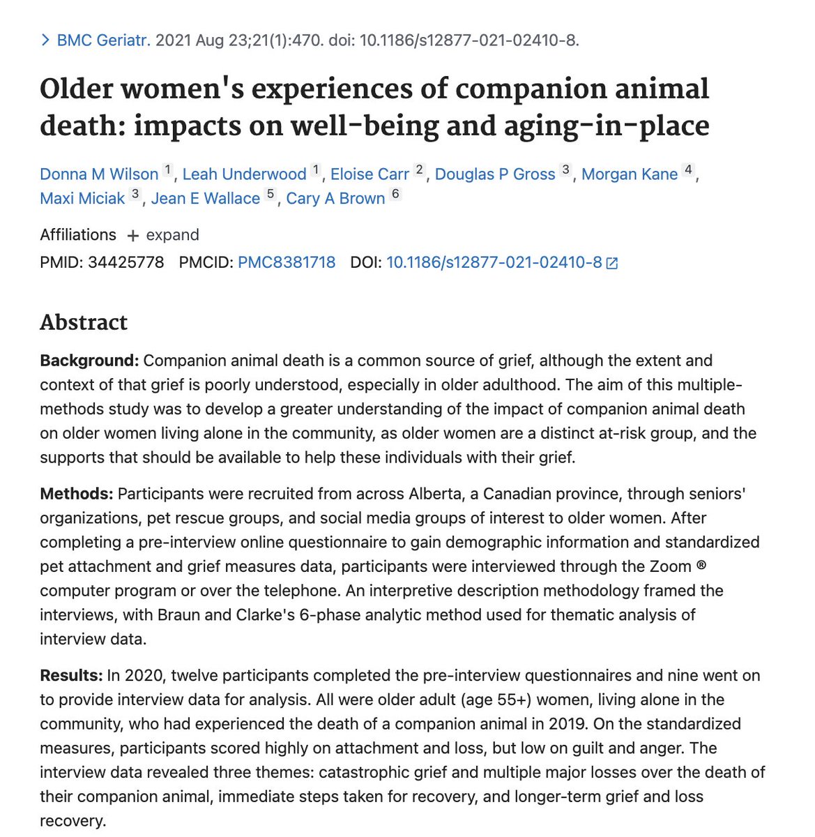 anishmoonka's tweet photo. Losing a pet produces grief that is clinically comparable to losing a human family member, and a 2021 study in BMC Geriatrics found that older women who lost a companion animal experienced impacts on their physical health, daily routines, and sense of purpose that lasted for months.

The study explored the lived experience of pet bereavement in older women and found themes of profound loneliness, loss of daily structure, and a sense that a piece of their identity had died with the animal. The women described losing not just a companion but a reason to get up in the morning, a reason to walk, and a reason to talk.

The grief is often dismissed. "It was just a dog" is a sentence that pet owners hear from people who have never had the relationship, and the dismissal compounds the pain. Disenfranchised grief, the term psychologists use for grief that society does not validate, makes the mourner feel they have no right to their own pain, which delays recovery and deepens isolation.

The bond between a person and a pet is not a lesser version of a human bond. Brain imaging studies show that the same regions activated by looking at a photograph of a child are activated by looking at a photograph of a beloved dog. The attachment system does not check species. It checks connection.

If you know someone who just lost a pet and you are wondering whether to send flowers or a card, send it. The research says the grief is real, the loss is structural, and the person is mourning something the rest of the world keeps telling them is small. https://t.co/HR0l1R2Zov