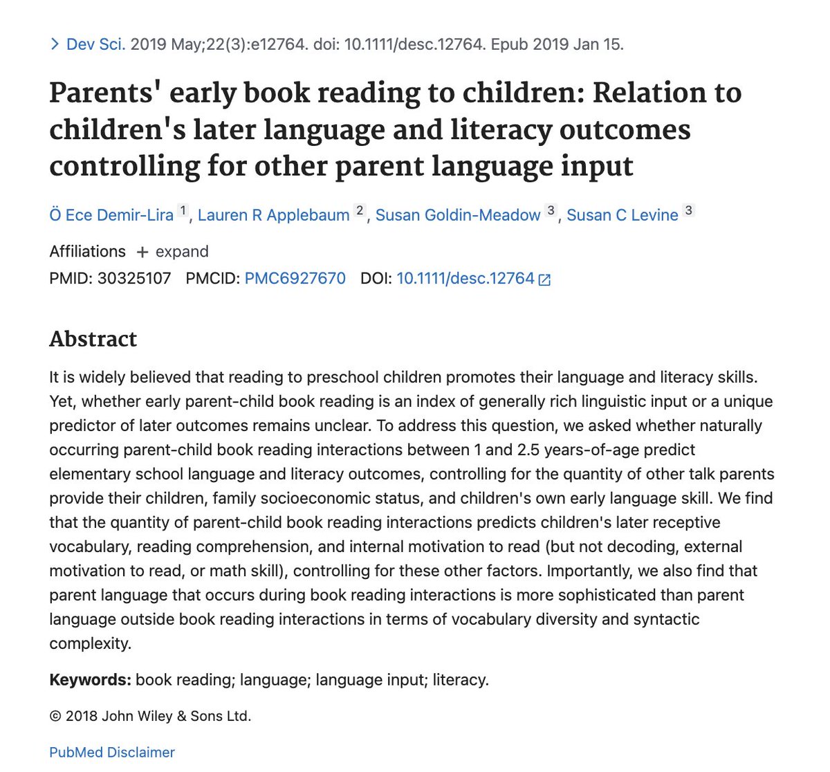 anishmoonka's tweet photo. Children whose parents read to them before age five develop stronger language networks in the brain. A 2018 study in Developmental Science found that children exposed to more reading at home showed greater connectivity between the brain regions that process language, even before they could read a word themselves.

The study used structural MRI to measure white matter tracts in the brains of children between ages four and six. The children whose parents read to them more frequently had stronger connections in the left-hemisphere language pathways, particularly in the arcuate fasciculus, the bundle of nerve fibres that connects the regions responsible for understanding speech and producing it.

The parents were not teaching reading. They were reading aloud, doing the voices, pointing at pictures, and answering questions. The child's brain was building the wiring that would later support independent reading, and it was building more of it in homes where the nightly story was a habit.

The effect was dose-dependent: more reading meant stronger connections. And it was independent of income and parental education after those factors were controlled for. A wealthy family that did not read to their child had weaker language pathways than a lower-income family that read every night.

The bookshelf in the bedroom is brain infrastructure. The study says every night you sit on the edge of the bed and open a book, you are laying fibre-optic cable inside a skull that has not yet learned to use it. The cable will carry every word the child ever reads, speaks, and understands. https://t.co/y8mkJjy0Qv