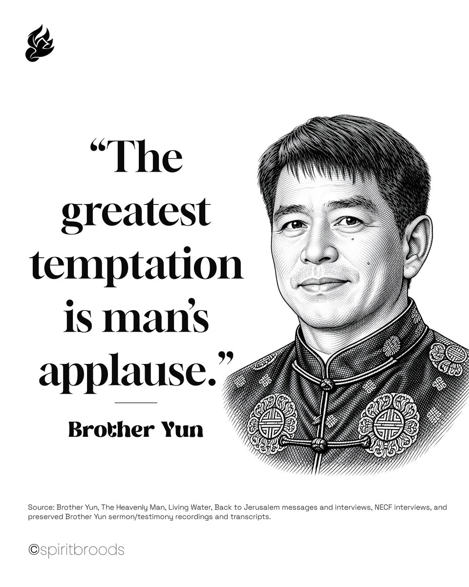 spiritbrood's tweet photo. “The greatest temptation is man’s applause.” – Brother Yun
The world loves to crown the servant and forget the Master. Applause is sweet poison when a man begins to drink what belongs to God.
#BrotherYun #Quoted #SpiritBroods https://t.co/qc8sT2U8V1