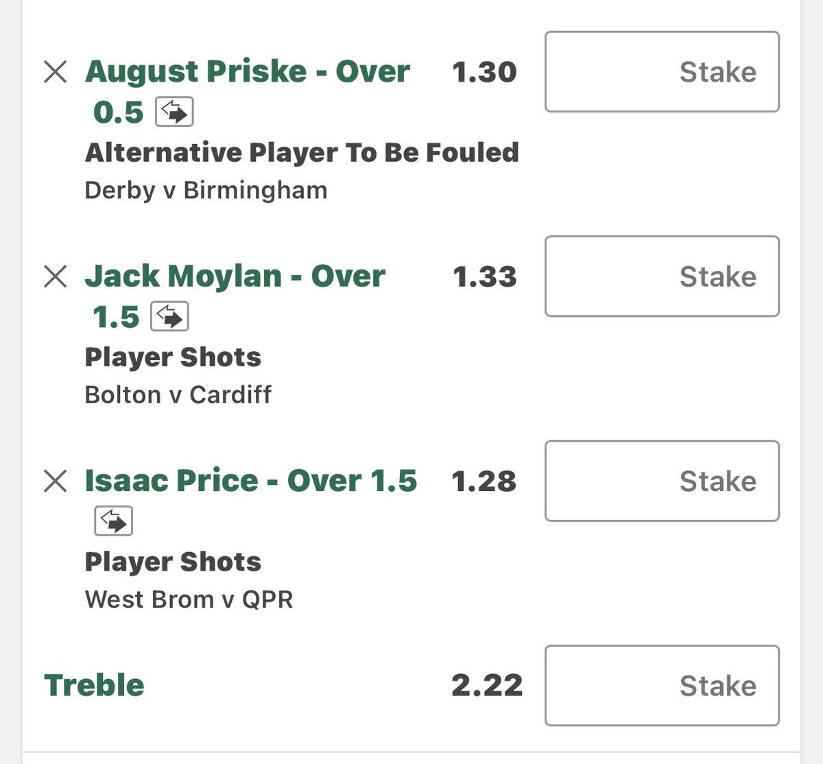 ValueEye's tweet photo. Championship 12:30 stats treble bet!
1.75 units @ 2.22 https://t.co/uLgAlYikHl