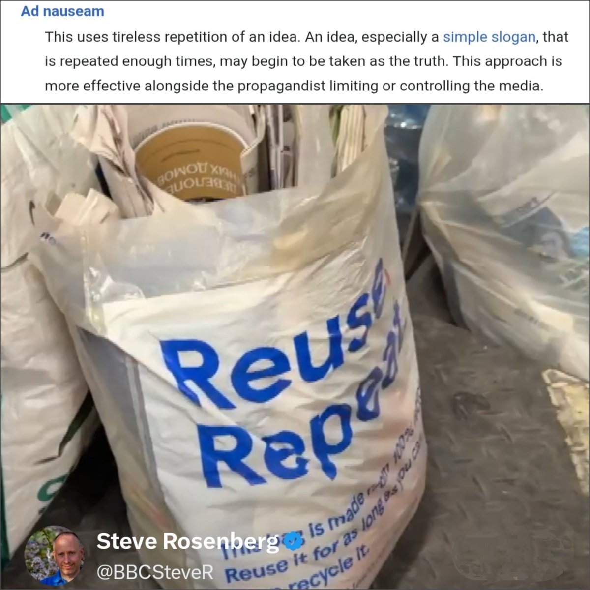 bbcstever_not's tweet photo. Even the Tesco carrier bag to dispose of newspapers, reveals Yours Truly's mantra for #ReadingRussia 'journalism' themes: #ReUse #Repeat #AdNauseam https://t.co/GzvJyvDX9b