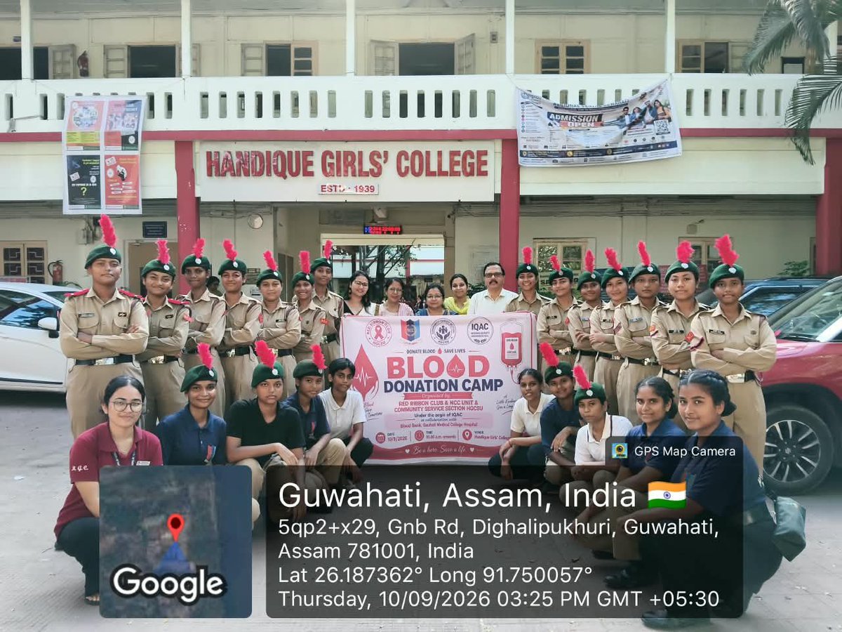 nccner's tweet photo. 🩸A Drop of Blood, A Gift of Life

Handique Girls’ College, 60 Assam Girls Bn, Gp HQ Guwahati in collaboration with the GMCH organised a Blood Donation Camp on 10 Sep 2026. The camp received enthusiastic participation from large number of donors, including bn staff, students and cadets from many Colleges.The programme reflected values of social responsibility, humanitarian service,  community engagement and upheld the Moto of Unity and Discipline 🇮🇳🩸
 #BloodDonation 
@HQ_DG_NCC @easterncomd @vatsvirendra1 @prodefgau