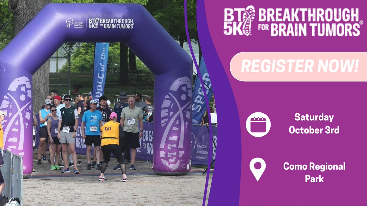 theABTA's tweet photo. The Twin Cities BT5K is bringing the brain tumor community together for a day of hope, connection, and impact.

Walk or run alongside patients, survivors, caregivers, families, and supporters as we raise critical funds to advance brain tumor research and provide free resources and support to those who need them.

Register today and join us in the Twin Cities: https://t.co/yN4VG6Wwok

#BT5K #TwinCitiesBT5K #BrainTumorAwareness #ABTA #BrainTumorCommunity