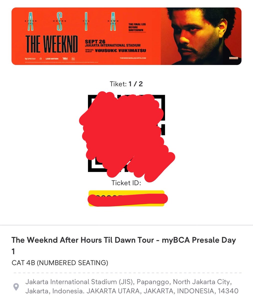 skewclocks's tweet photo. WTS TIKET THE WEEKND 2 TIX CAT 4B SESUAI HARGA WEBSITE AJA. NEGO SAMPE JADI 

GAJADI NONTON DAY 1 KRN TMN AK UMROH TRS AKU JG NONTON DAY 2 JADI YAUDAH INI AKU JUAL

#wts #wtb #theweeknd #zonajajan #zonauang https://t.co/wpFUmGm9Ui